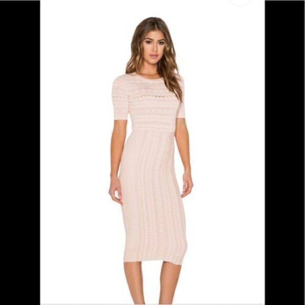 Ronny Kobo womens pink stretch Christina Pointelle dress size XS